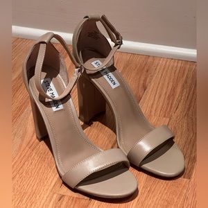 Steve Madden Carrson Blush Lea Chunky Heel, Beige Leather, Size 8.5